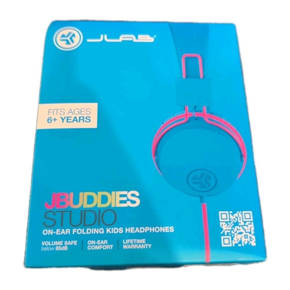 JLab JBuddies Studio On-Ear folding Kids Headphones - Pink Accents